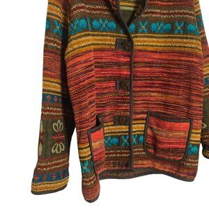 Southwestern Aztec Tapestry Asazy Womens Jacket Size Medium Multicolor Geometric